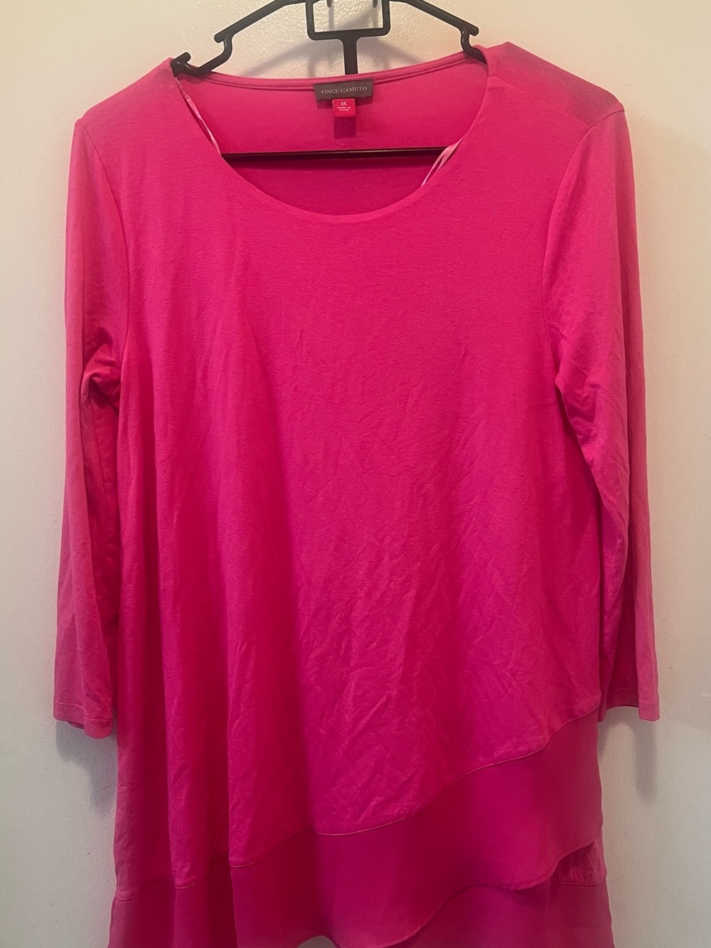 Vince Camuto Hot Pink Layered Long-Sleeve Blouse